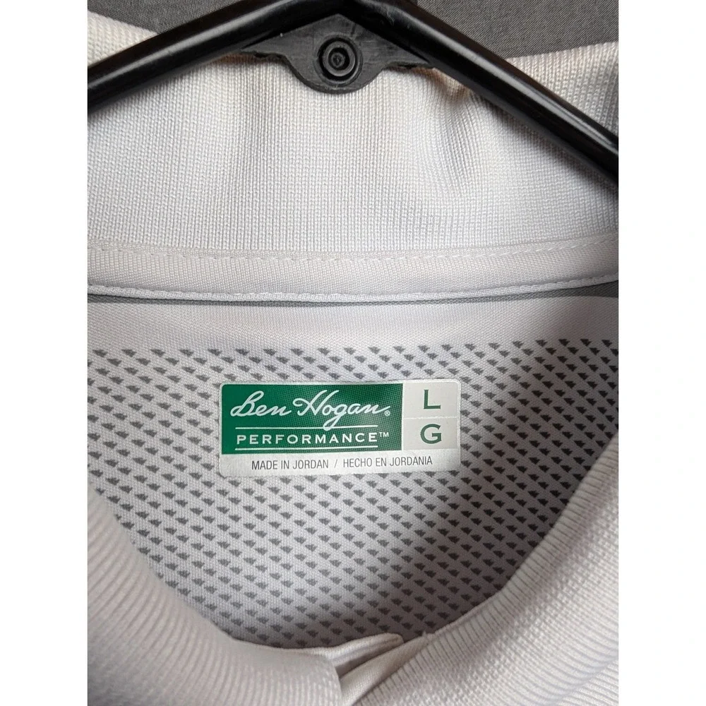 Ben Hogan Performance Polo Golf Shirt White With Stripes Men's Size Large